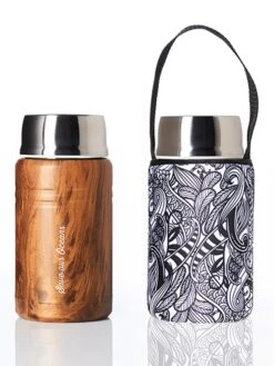 Edelstahl-Lunchcontainer "Koru" In Schwarz/ Braun - 750 Ml