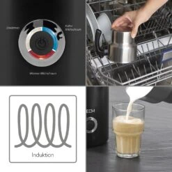 Milchaufschäumer Induktion Schwarz 500W Milchschäumer Edelstahl Milch 260ml -Heimische Küche beem milchaufschaumer induktion schwarz 500w milchschaumer edelstahl milch 260ml 3