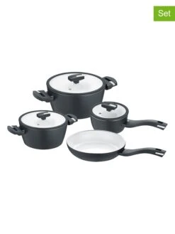 7tlg. Kochgeschirr-Set "Bain" In Schwarz/ Weiß