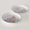 2er-Set: Tabletts "Houses" In Grau/ Beige - Ø 28 Cm -Heimische Küche boltze 2er set tabletts houses in grau beige o 28 cm
