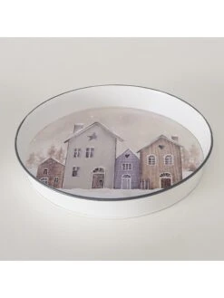 2er-Set: Tabletts "Houses" In Grau/ Beige - Ø 28 Cm -Heimische Küche boltze 2er set tabletts houses in grau beige o 28 cm 2