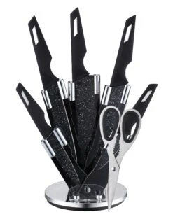7tlg. Messer-Set Mit Messerblock In Schwarz