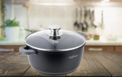 Aluguss Kochtopf Ø20cm Mit Glasdeckel In Schwarz 9 Aluguss Kochtopf Ø20cm Mit Glasdeckel In Schwarz -Heimische Küche cheffinger aluguss kochtopf o20cm mit glasdeckel in schwarz 2