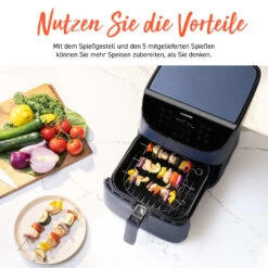 5,5-Liter Heißluftfritteuse Mit Spießregalsatz, Blau -Heimische Küche cosori 5 5 liter heissluftfritteuse mit spiessregalsatz blau 6