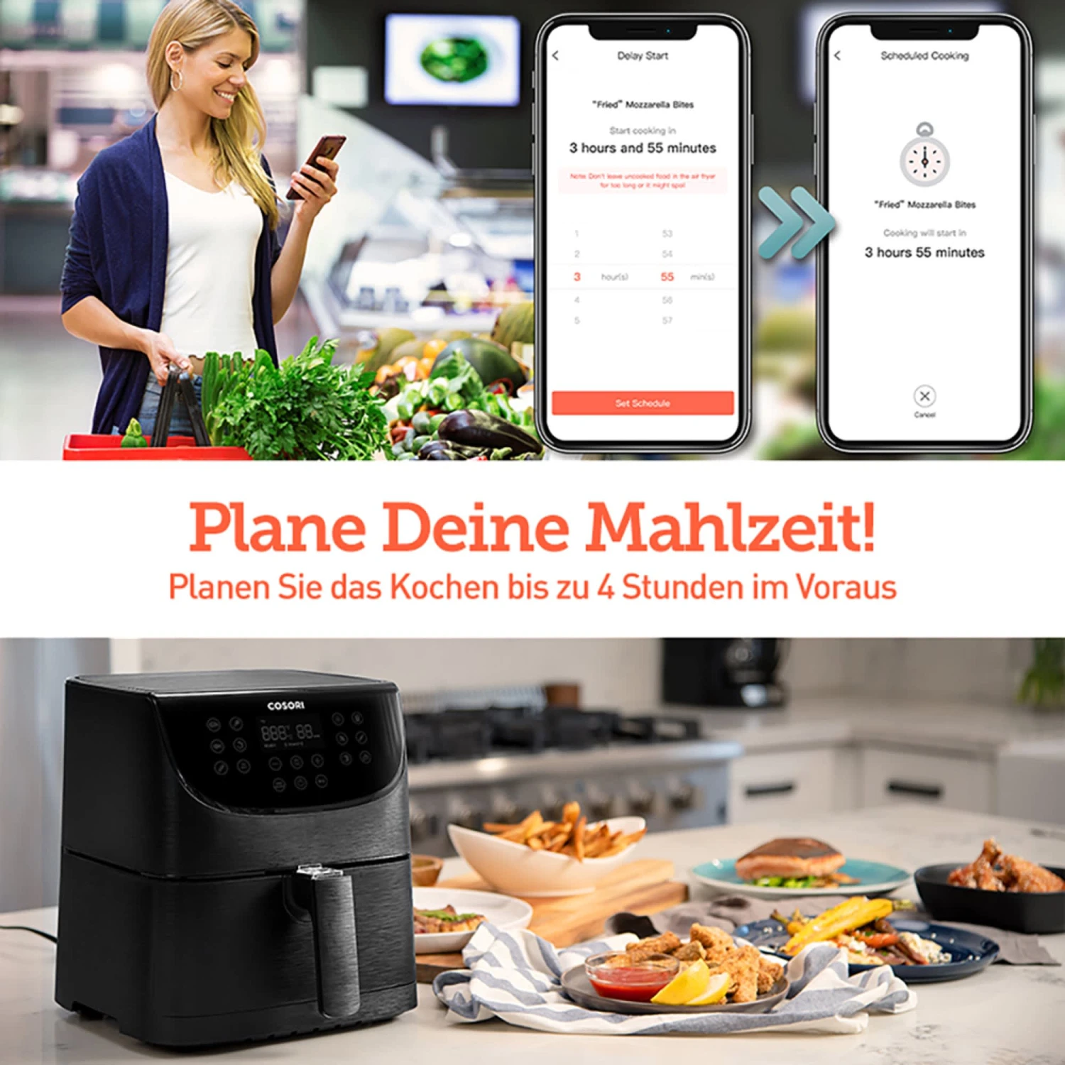 5,5-Liter Smart-Heißluftfritteuse Mit Spießregalsatz Schwarz 11 5,5-Liter Smart-Heißluftfritteuse Mit Spießregalsatz Schwarz – Bild 9
