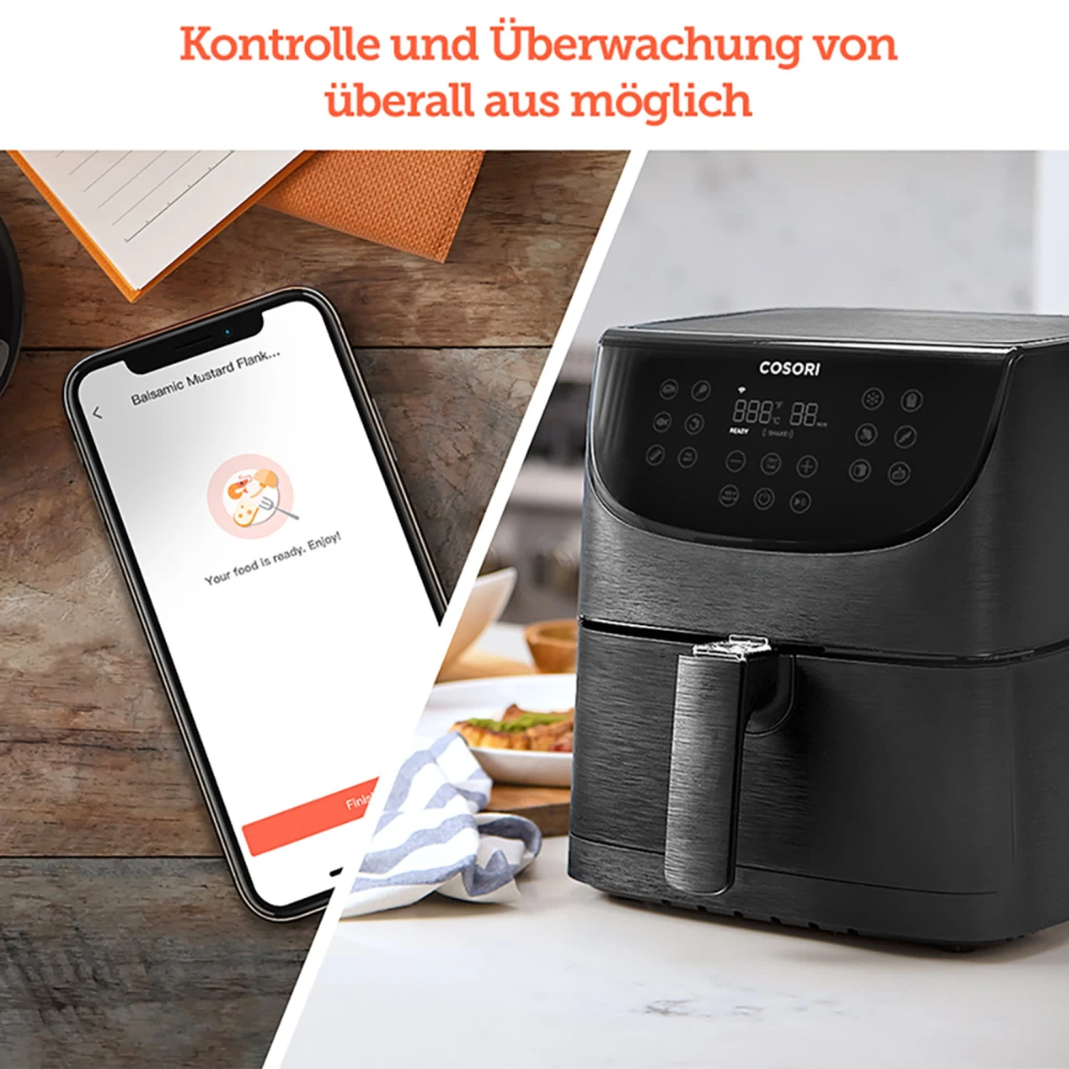 5,5-Liter Smart-Heißluftfritteuse Mit Spießregalsatz Schwarz 12 5,5-Liter Smart-Heißluftfritteuse Mit Spießregalsatz Schwarz – Bild 10