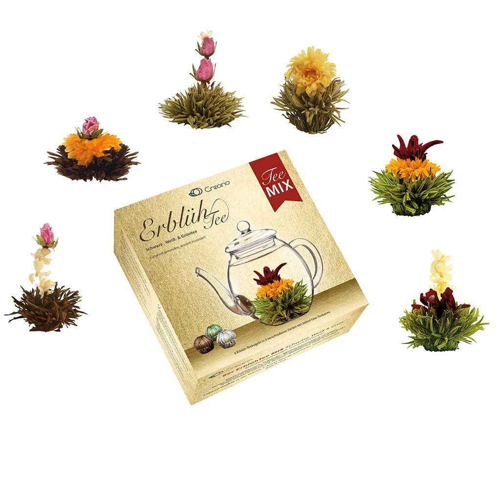 MIXED 6er Box Teeblumen Grüner/Weißer/Schwarzer Tee 3 MIXED 6er Box Teeblumen Grüner/Weißer/Schwarzer Tee