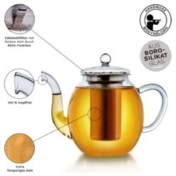 Teekannen-Geschenkset 1x Teekanne 1.0l Inkl. 2 Teeblumen Grüner + Weißer Tee -Heimische Küche creano teekannen geschenkset 1x teekanne 1 0l inkl 2 teeblumen gruner weisser tee 2