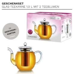 Teekannen-Geschenkset 1x Teekanne 1.0l Inkl. 2 Teeblumen Grüner + Weißer Tee -Heimische Küche creano teekannen geschenkset 1x teekanne 1 0l inkl 2 teeblumen gruner weisser tee 4