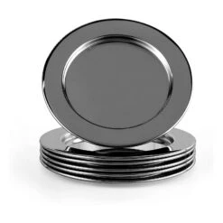 6 Er-Set Glasuntersetzer Aus Edelstahl In Schwarz