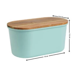Brotbox Mit Holzdeckel "Fresh" 13 L In Türkisblau -Heimische Küche echtwerk brotbox mit holzdeckel fresh 13 l in turkisblau 2