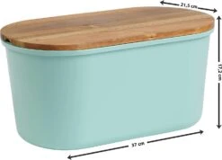 Brotbox Mit Holzdeckel "Fresh" 13 L In Türkisblau -Heimische Küche echtwerk brotbox mit holzdeckel fresh 13 l in turkisblau 3