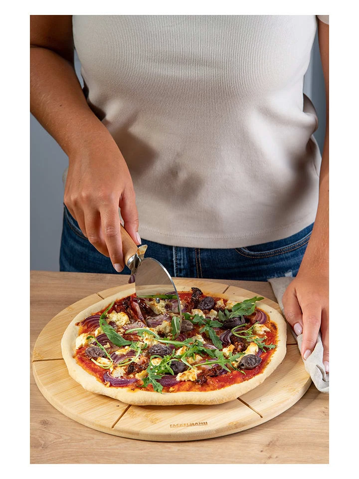 Pizza-Schneidbrett In Hellbraun - Ø 32 Cm 4 Pizza-Schneidbrett In Hellbraun - Ø 32 Cm – Bild 2
