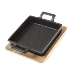 Servierpfanne Mit Untersetzer In Schwarz - 14cm