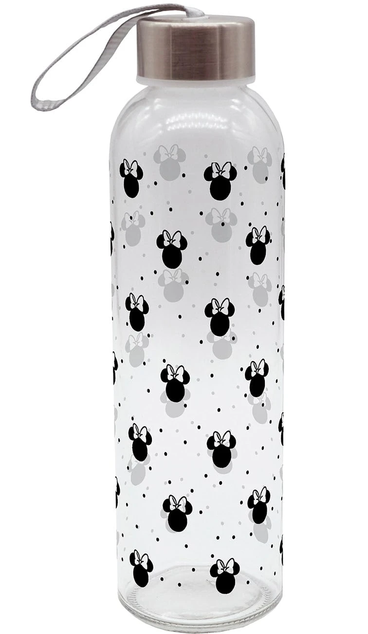 Glas Trinkflasche Minnie Muster In Schwarz - 500 Ml 3 Glas Trinkflasche Minnie Muster In Schwarz - 500 Ml