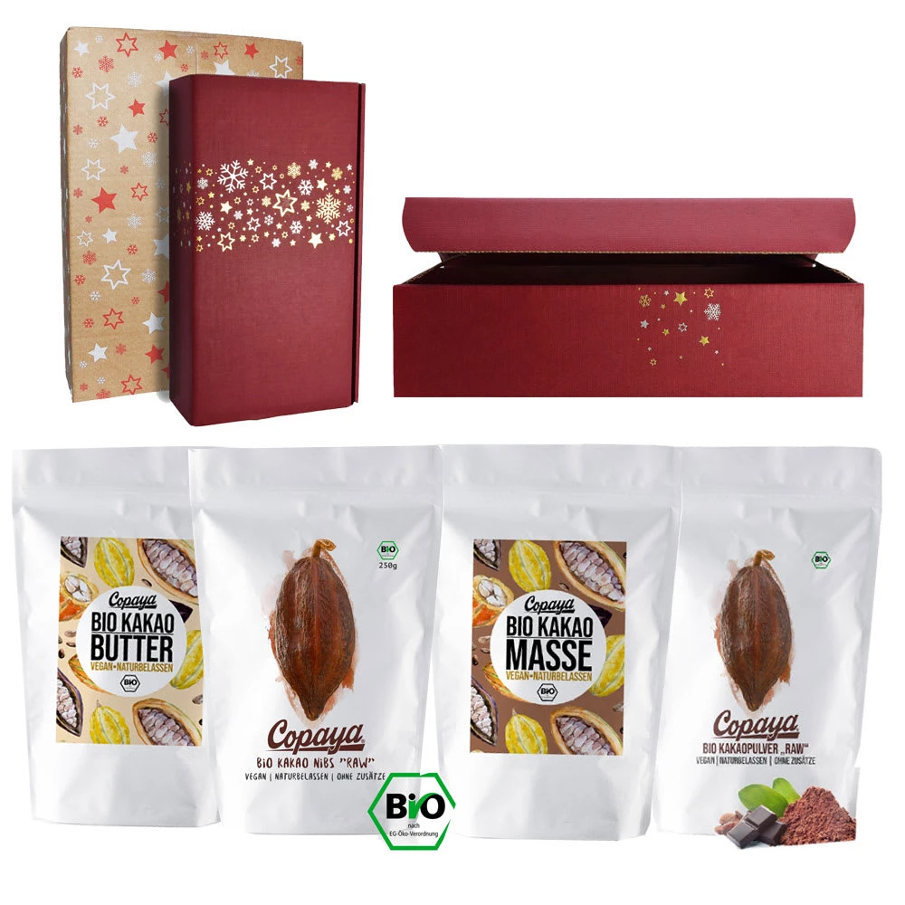 Geschenkbox "Weihnachtsbäckerei" - Bio Kakaoprodukte Zum Backen Und Geniessen 3 Geschenkbox "Weihnachtsbäckerei" - Bio Kakaoprodukte Zum Backen Und Geniessen