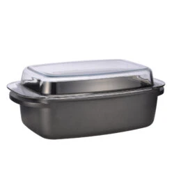 HI Bräter Aluguss Mit Glasdeckel 6 L In Grau