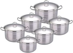 6er-Set Edelstahl Kochtopf In Silber