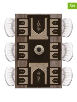 7tlg. Set: Tischläufer Und Tischsets In Schwarz