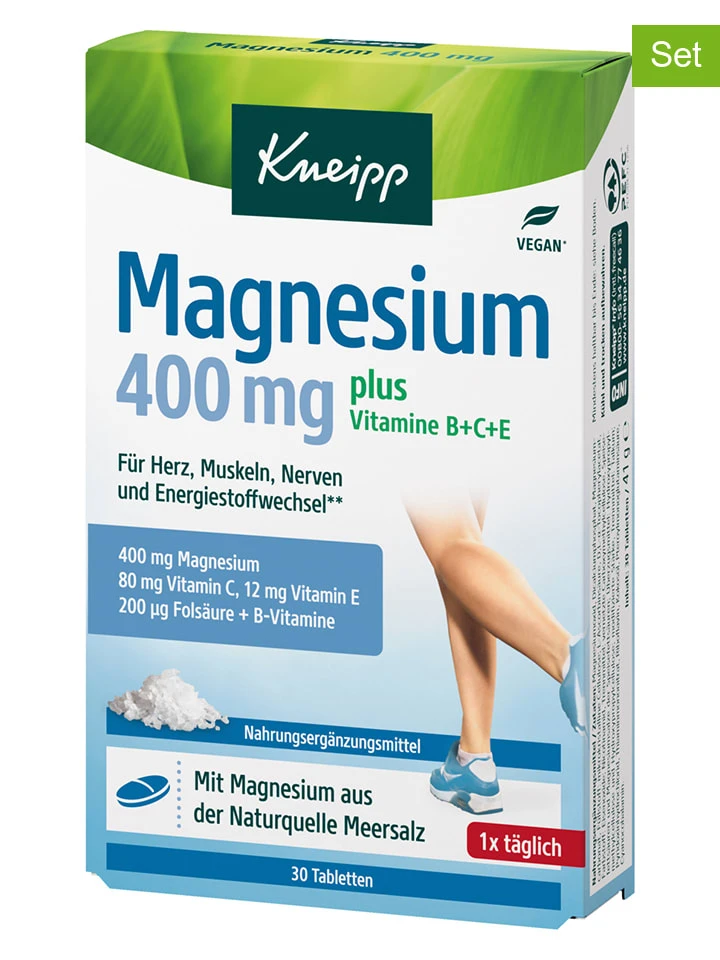 2er-Set: Nahrungsergänzungsmittel "Magnesium 400", Je 30 Tabletten/37 G 3 2er-Set: Nahrungsergänzungsmittel "Magnesium 400", Je 30 Tabletten/37 G