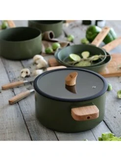 2tlg. Topf-Set "Ector" In Khaki - Ø 24 Cm -Heimische Küche ogo living 2tlg topf set ector in khaki o 24 cm 3