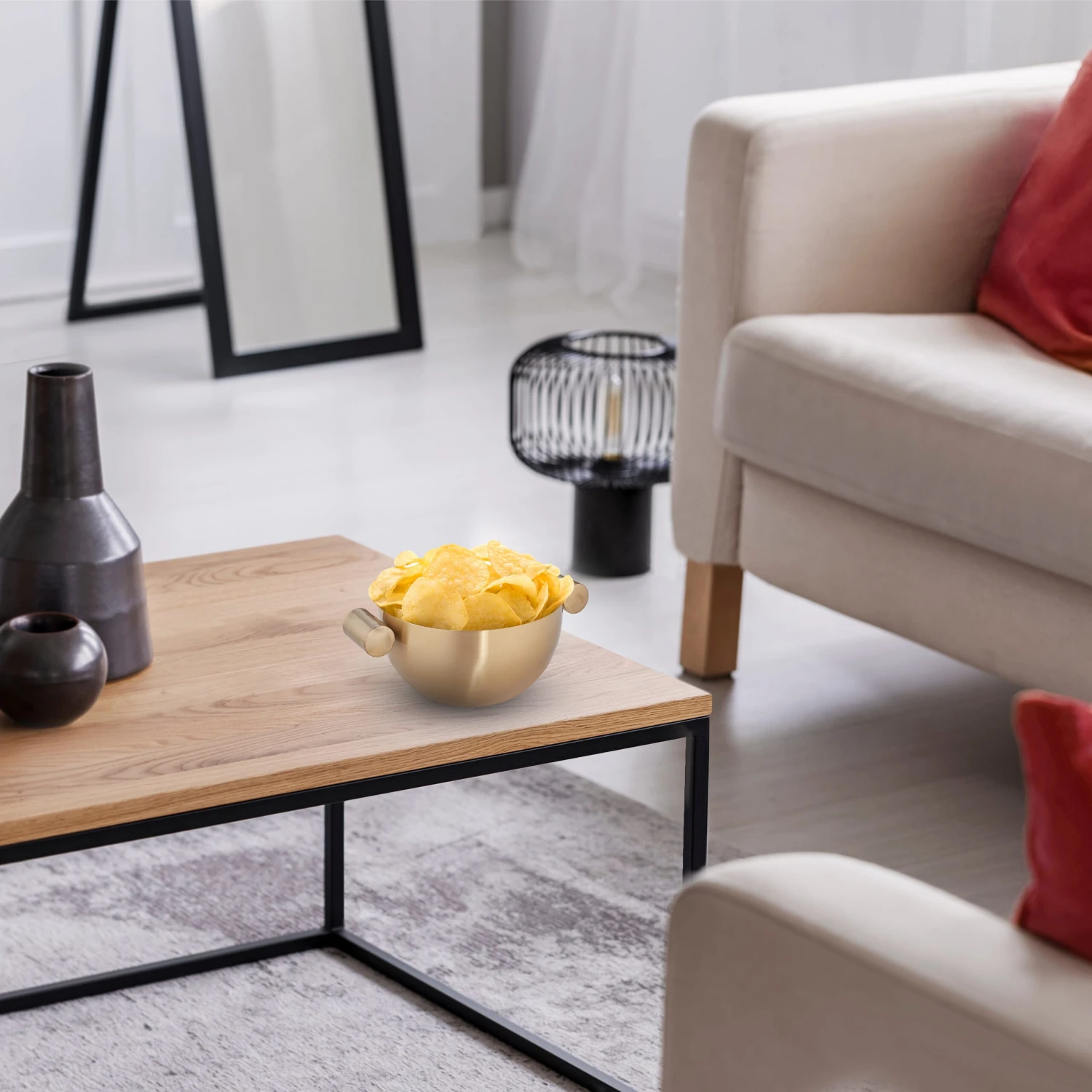 3 X Servierschüssel In Gold/ Rot 4 3 X Servierschüssel In Gold/ Rot – Bild 2