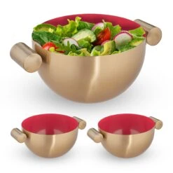 3 X Servierschüssel In Gold/ Rot