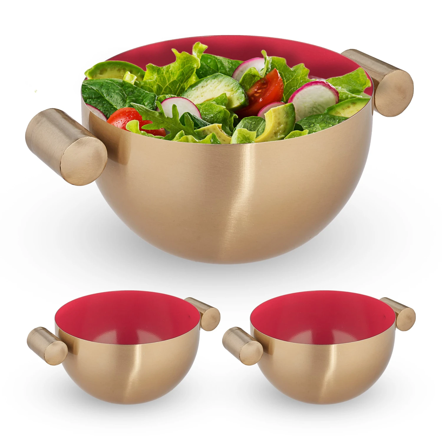 3 X Servierschüssel In Gold/ Rot 3 3 X Servierschüssel In Gold/ Rot