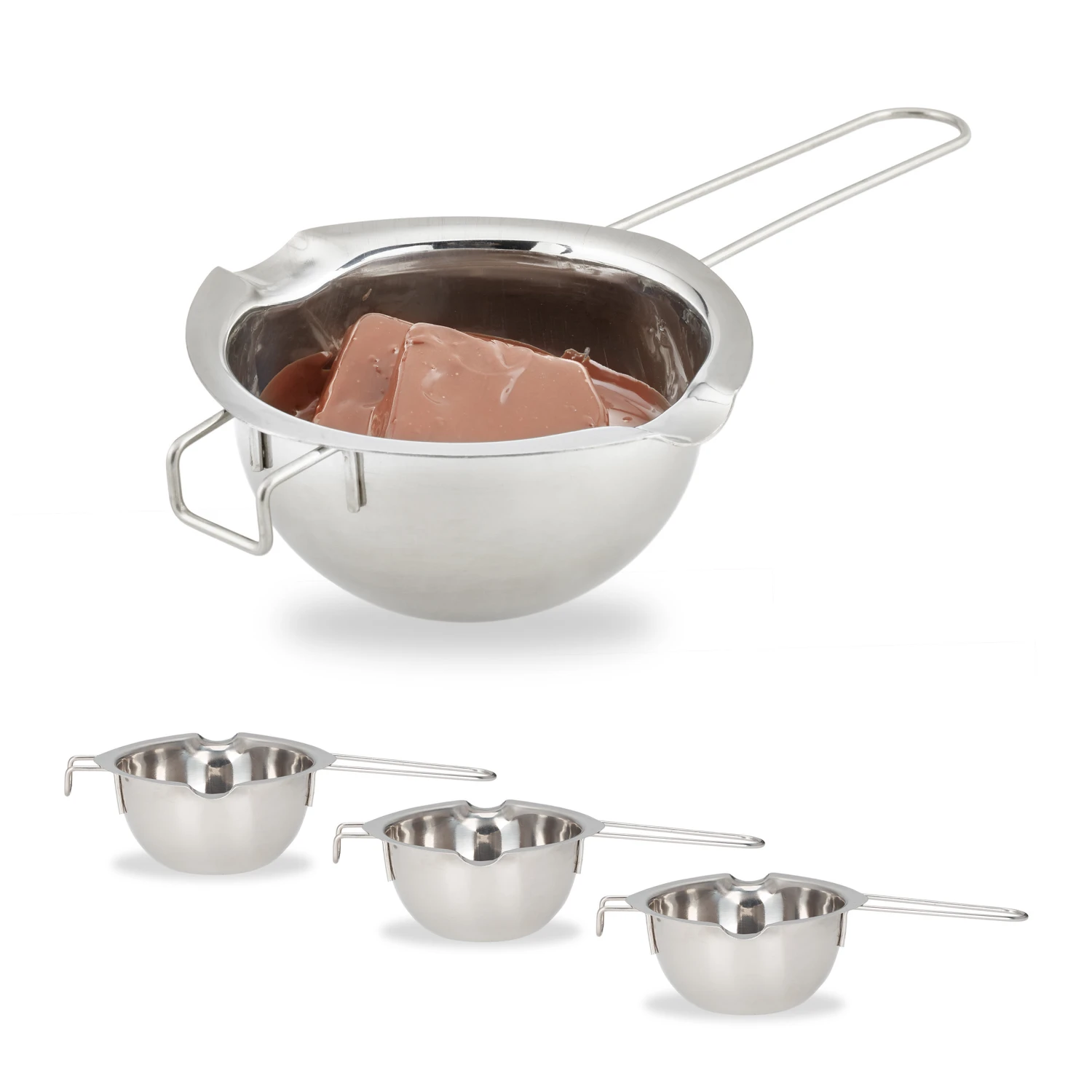 4x Schmelztopf In Silber - (B)24 X (H)6 X (T)14 Cm