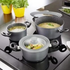 Universal Glasdeckel, 2-teilig, Mit Silikonrand In Grau -Heimische Küche stoneline universal glasdeckel 2 teilig mit silikonrand in grau 2